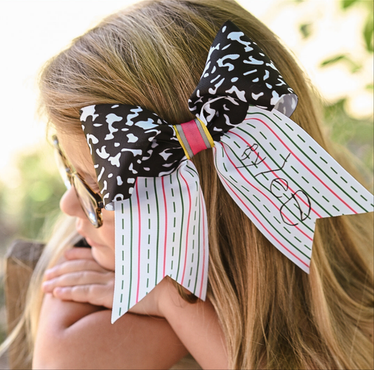 Notebook Cheer Bow- (See description for how to send signature)