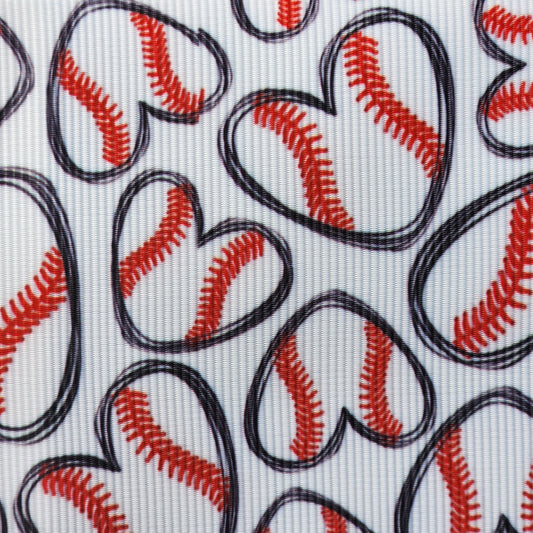 Baseball Hearts (white)- Large